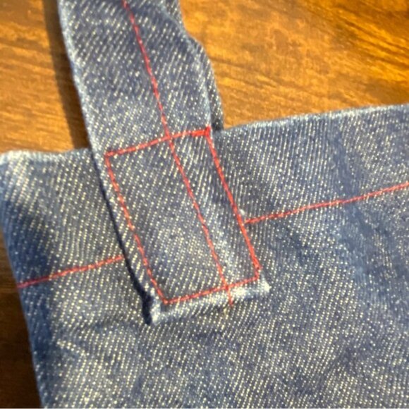 Upcycled Simple Dark Denim Tote Bag Jean Handmade - Picture 5 of 5
